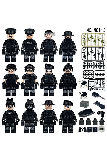 marimari 12-Piece Lego Compatible - Swat Special Operation Set, Shipped as Visual