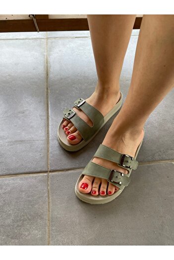 Hızlı Al Extra Comfortable Double Buckle Soft Sole Daily BEIGE CREAM Slippers