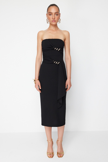 Trendyol Collection Zeynep Tosun Design - Accesoriu sarpe negru Rochie de seara eleganta TCLSS24EL00006