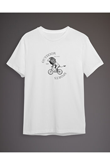 Trendyol Collection Lion Printed White T-shirt - Regular Fit TMNSS24TS00212