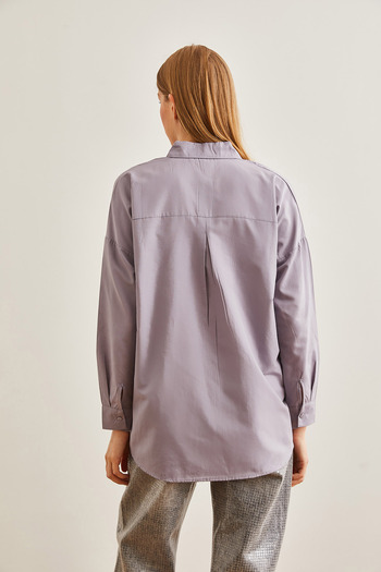 Olalook Gray Sequined Woven Women's Boyfriend Shirt - GML-19000992