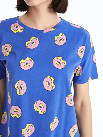 LC Waikiki LCW Young Bisiklet Yaka Desenli Kısa Kollu Kadın Şortlu Pijama Takımı