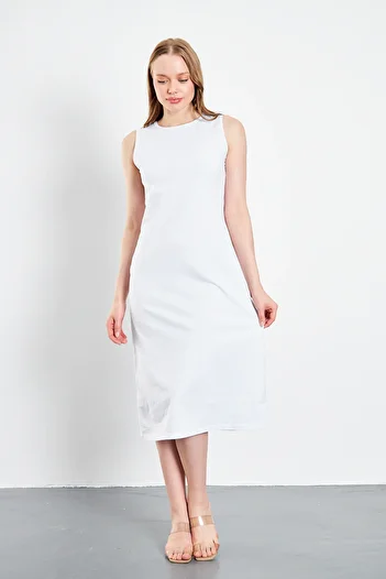 ESPİNA Long Sleeveless Dress Lining Underskirt Underskirt Petticoat 2-Piece Set Ecru - White 2-Piece Set