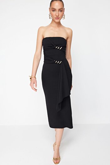 Trendyol Collection Zeynep Tosun Design - Accesoriu sarpe negru Rochie de seara eleganta TCLSS24EL00006