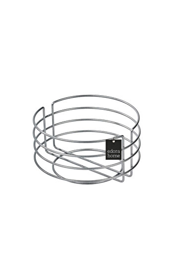 Edora Home Silver Round Bread Basket Stylish, Bread Wicker Knitted Macrame - Multi-Purpose Metal Stainless