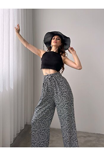 LB Laluna Butik High Waist Women's Trousers - Draped Comfortable Cut