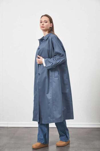Mevra Indigo Oversize Trench Jacket