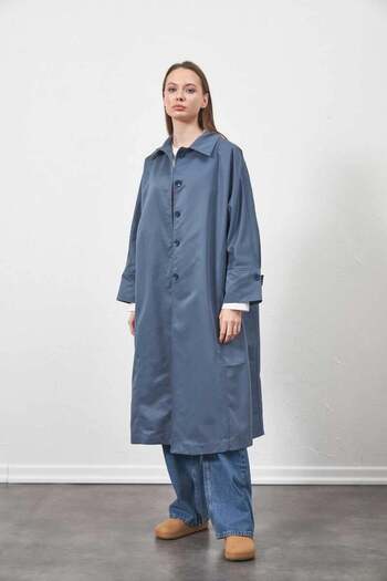 Mevra Indigo Oversize Trench Jacket