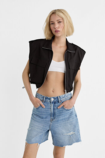 Stradivarius Uzun denim şort