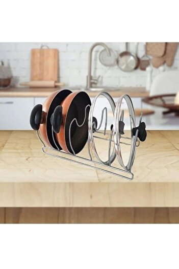 Viyalente 4-Piece Metal Pan and Pot Lid Organizer| In-Cabinet Countertop Pan Pot Lid Organizer