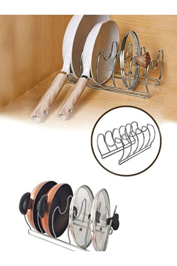 Viyalente 4-Piece Metal Pan and Pot Lid Organizer| In-Cabinet Countertop Pan Pot Lid Organizer