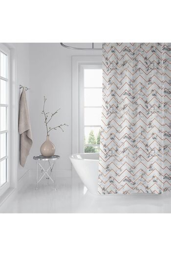 Tropikhome Zikzak Desen Banyo Perdesi 180x200 Tek Kanat Duş Perdesi