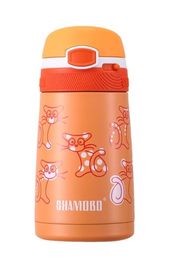 Shamobo Children's 350 Ml Stainless Steel Thermos with Straw Bpa Free 7 Colors