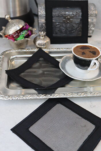 vipceyiz Brown 3-Piece Embroidered Lace Square Napkin Set