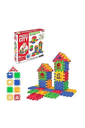 DEDE 3702 Puzzle City 64 Pieces, Multicolor