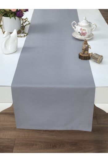 Tropikhome Gray Runner, American Service Waterproof Cotton Gray Colored Table Presentation Runner 40X140