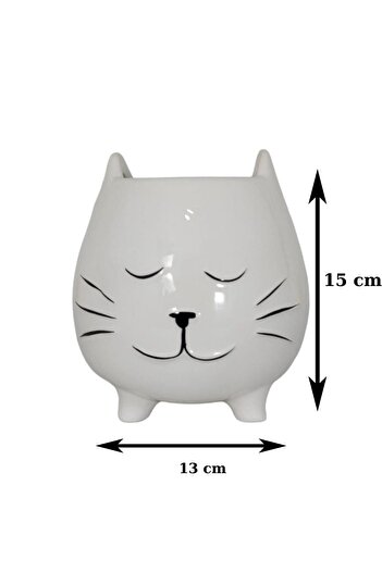 T.Concept Kedi Figürlü Ayaklı Porselen Saksı