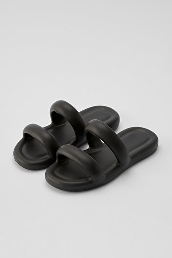 OZYO Arina Black Eva Summer Beach Slippers - Double Striped Daily Platform
