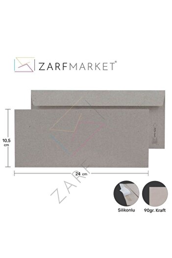 Diplomat Envelope Plain 10.5x24 cm 90 Gr I.Kraft 500 Pieces