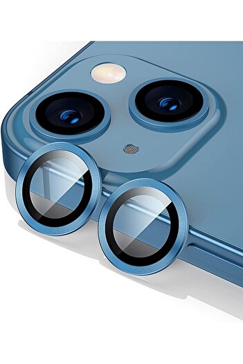 HyperAge iPhone 13 & iPhone 13 Mini Compatible Aluminum Alloy 3D Tempered Camera Lens Protector Blue [Set of 2]