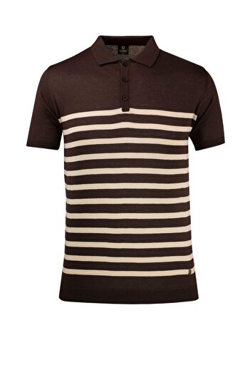 Çizgi Triko Men's Summer Knitwear T-Shirt Uncurlable Polo Collar Regular Fit