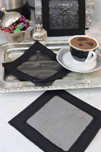 vipceyiz Brown 3-Piece Embroidered Lace Square Napkin Set