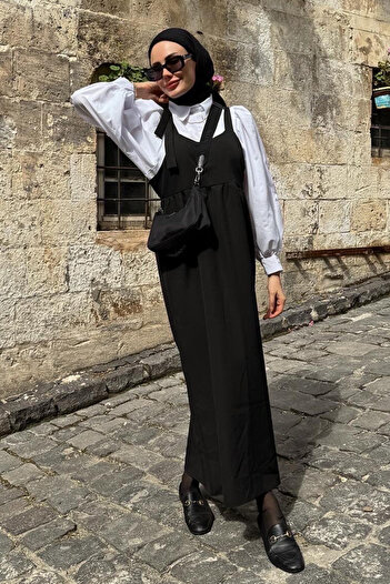 Ceylan Otantik Black and White - Sleeve Tied Crop Shirt and Gilet Set