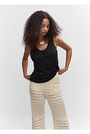 MANGO Woman Strappy Linen Blouse