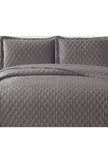 Royal Home Galata Velvet Double 3 Piece Bedspread Set Anthracite