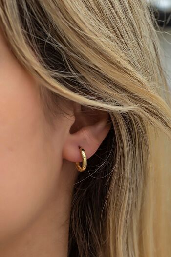 Nereze 925 Ayar Gümüş Gold Taşsız 10 Mm Halka Küpe