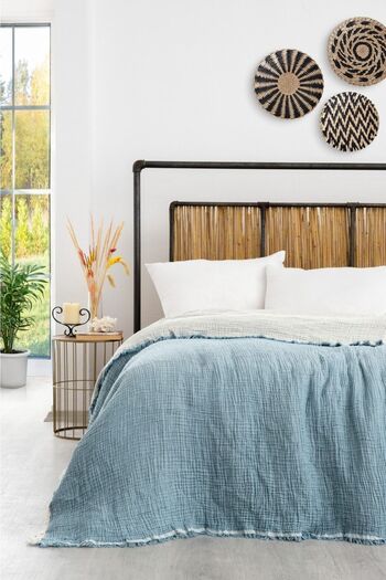 Natural Meet Maya Battal Size Two-Way 100% Cotton Muslin Bedspread 230X250 cm