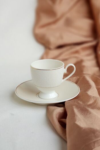 ioadesign Gold Groom Coffee Set - Marble Turkish Delight Bowl with Cup, Water Cup and Swan Figure
