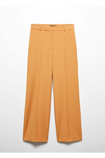 MANGO Woman Pilili Düz Kesim Pantolon