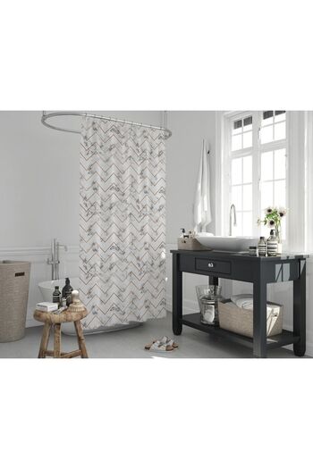 Tropikhome Zikzak Desen Banyo Perdesi 180x200 Tek Kanat Duş Perdesi