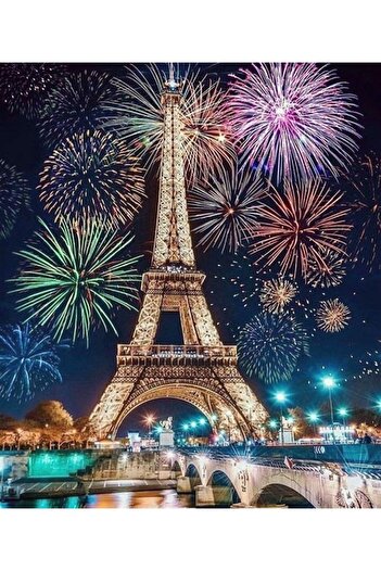 MARCEL SANAT Eiffel Tower And Fireworks Marcel Art Diamond Mosaic Painting 51x58cm