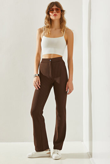 Bianco Lucci Striped Palazzo Women's Trousers -60251231
