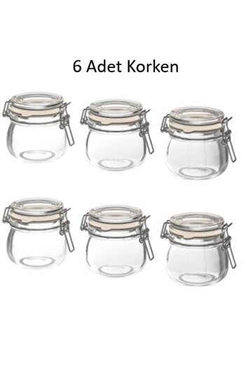 HOLLYHOME Korken 6-Piece Vacuum Lid Simple Jam Mini Glass Jar 6x13 Cl