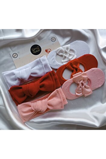 MyHubi 6-Piece Combination (Boxed) Handmade Baby Girl Bow Bandana & Ballerina Socks
