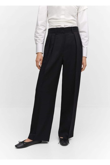 MANGO Woman Wide Leg Collar Trousers
