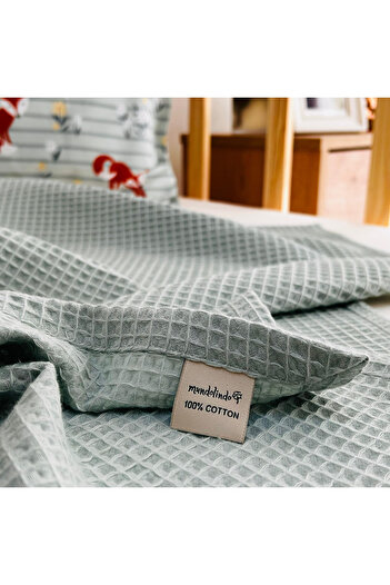 MundoLindo Waffle Patterned Mint Single Pique - 100% Cotton