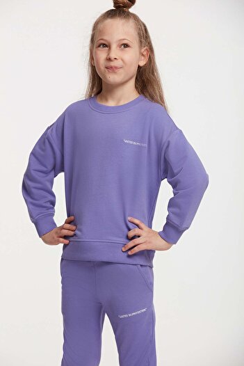 GRIMELANGE Jabor lány hímzett legénynyakú Comfort lila tréningruha szett