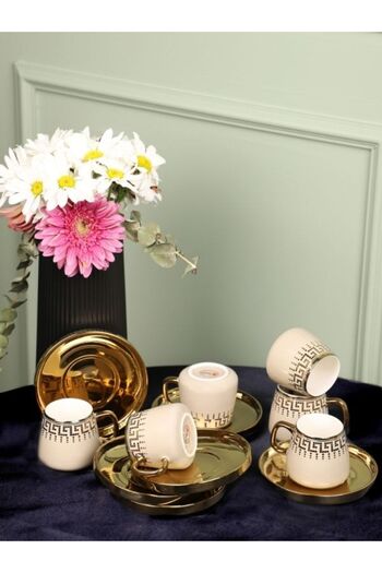 Viyalente Porcelain Enigma Coffee Cup Set for 6 People
