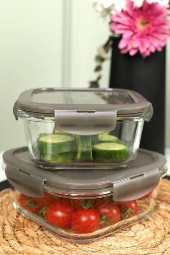 Viyalente Lock & Lock Durable Glass Storage Set 500ml & 750ml - 400°C Safe as Heat
