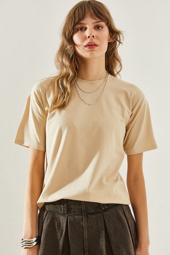 Bianco Lucci Crew Neck Women's Basic T-Shirt - Short Sleeve60251202