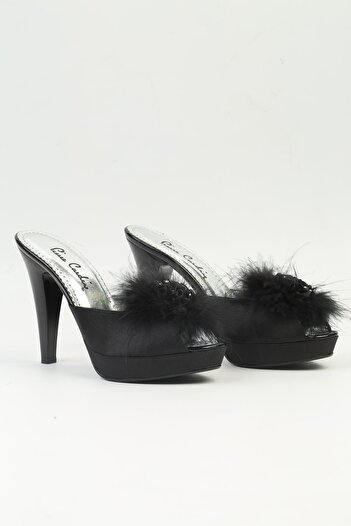 Pierre Cardin ® |    Pc-0009 - Satin Black-Women's Heeled Slippers