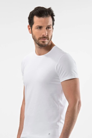 Cacharel Men's Crew Neck Short Sleeve T-shirt - 2 Pieces 95% Cotton 5% Elastane