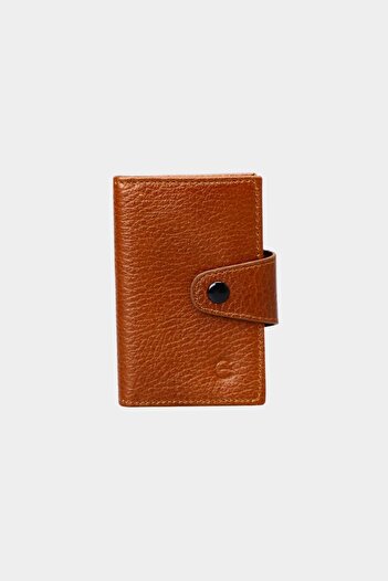 Grande 827 Model - Genuine Leather ACCordion Card Holder, VertiCal Snap Wallet - Tan