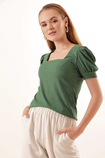 Nisa Luxury Boutique Square Neck Knitted Blouse