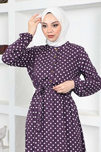 SGS Viscose Polka Dot Patterned Dress - LILA