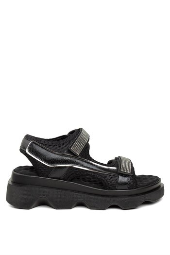 Ayakkabı Fuarı Zeyn 7901C - Black Women's Wedge Heel Sandals